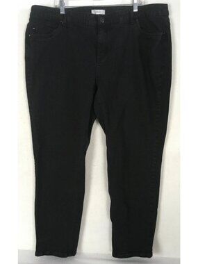 CJ Banks Jeans Women Size 24W Black Straight Leg High Rise Pockets Dark Wash
